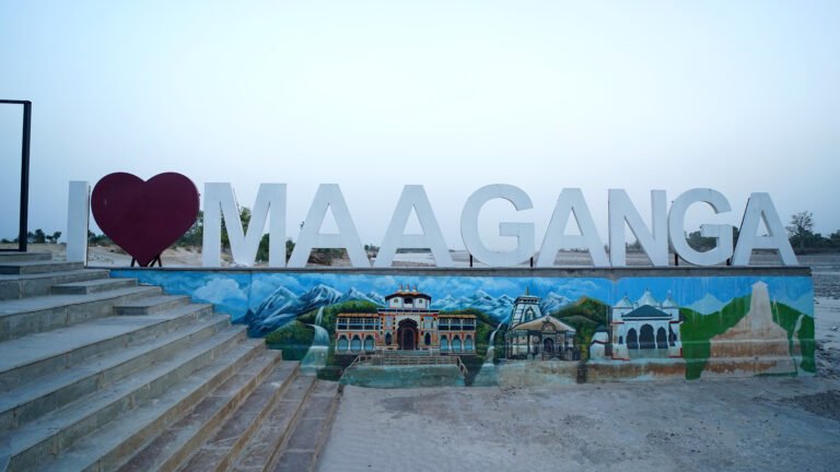 Luxury Society in Haridwar with Personal Ganga ghat, I love Maa Ganga is written on the shore